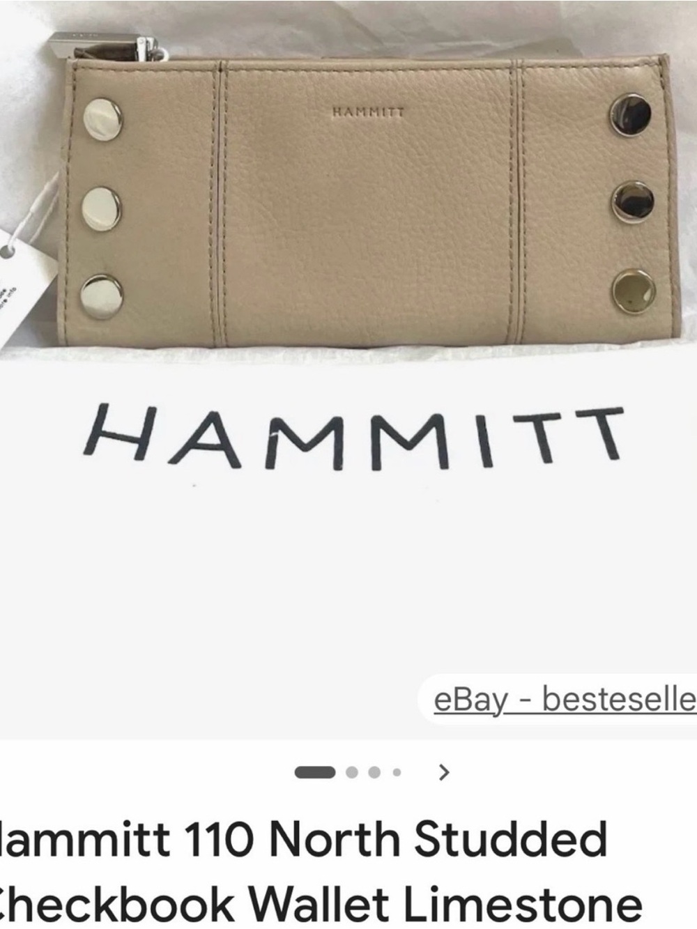 Hammitt Limestone Beige Studded Zip Card & Checkbook Wallet..  Not in Box !